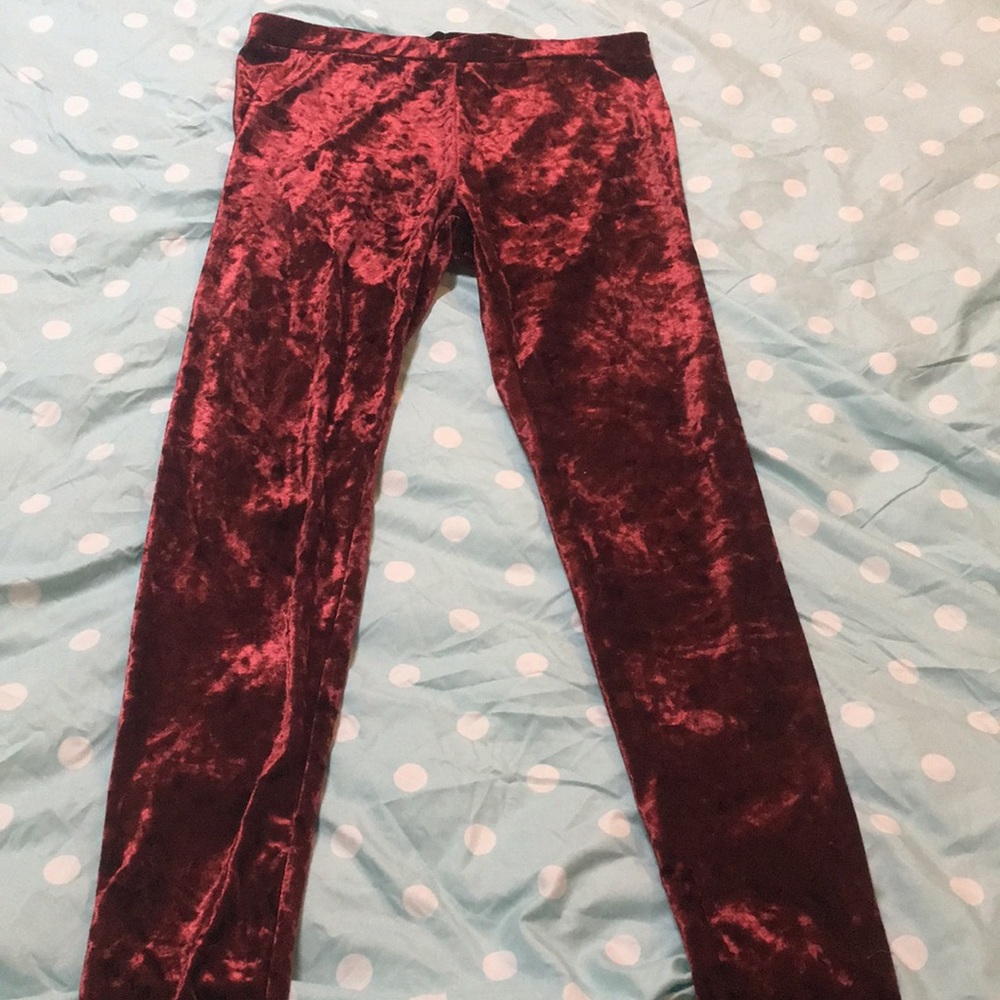Red velvet pants